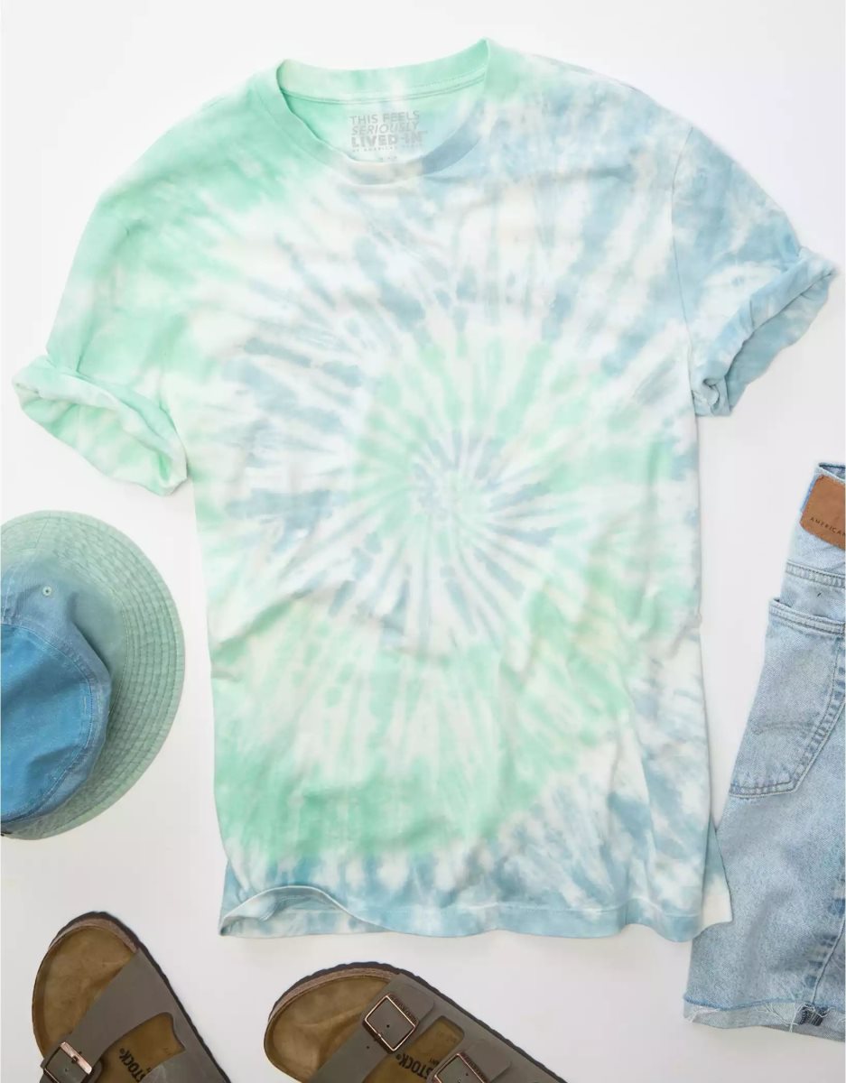 T Shirts American Eagle AE Super Soft Tie-Dye Menthe Homme | FNK-28120857